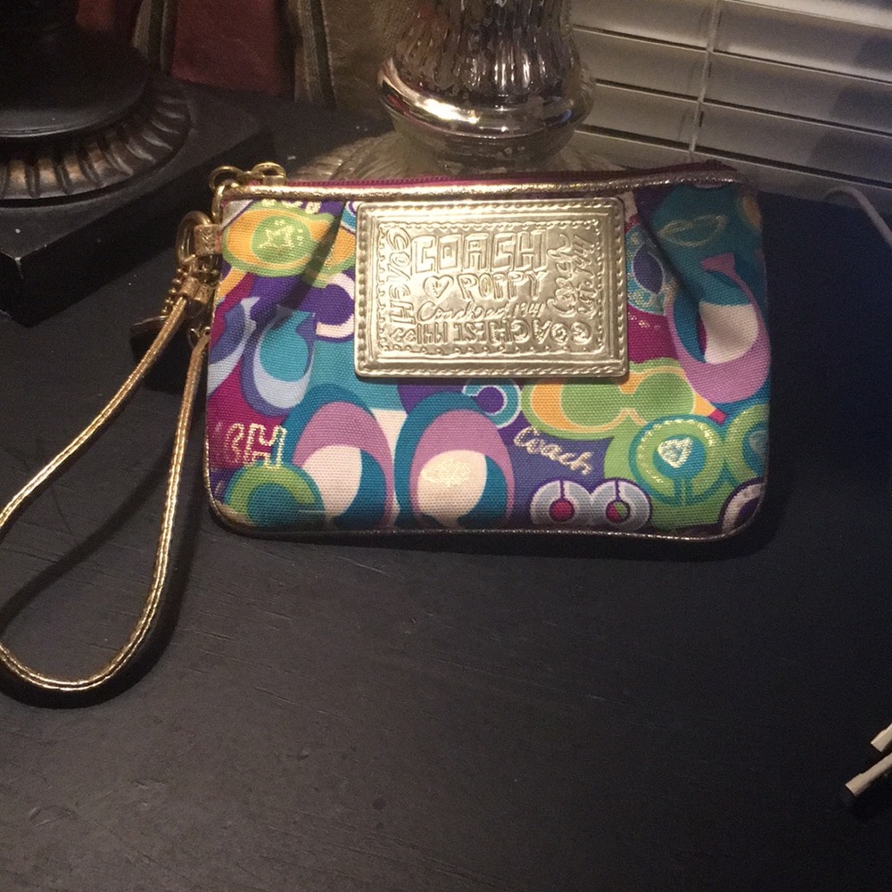 Coach Poppy Pop Graffiti Rainbow Wristlet